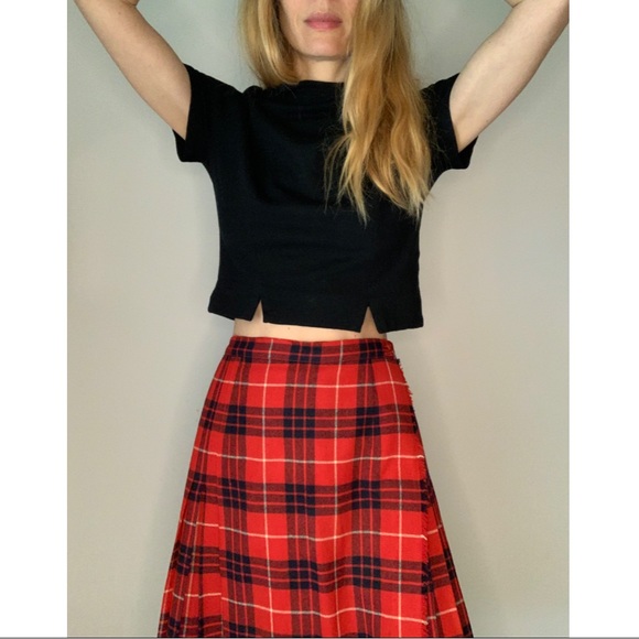 Vintage Handmade Plaid Wool Pleated Skirt - Picture 16 of 16